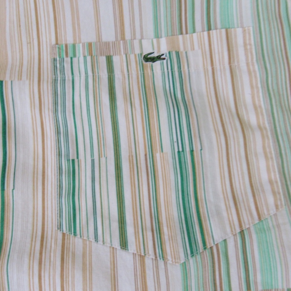 Lacoste Shirt‎ Men 40 or Sz M Green Orange Color block Regular Fit Button Down - Picture 8 of 9